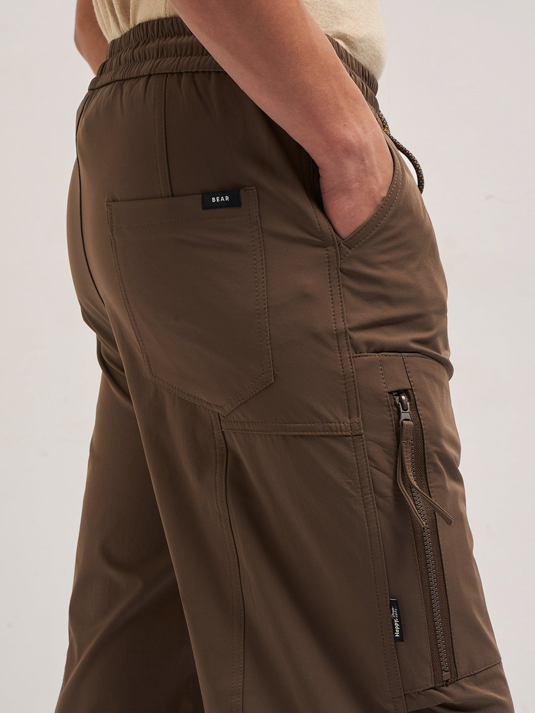 Brown Relaxed Fit Cargo Pants with Functional Design