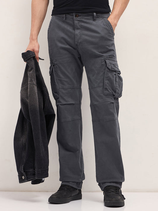 Classic Fit Blue Cargo Pants with Multi-Functional Pockets