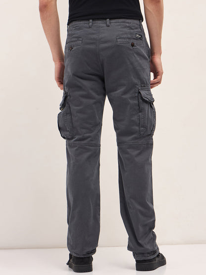 Classic Fit Blue Cargo Pants with Multi-Functional Pockets
