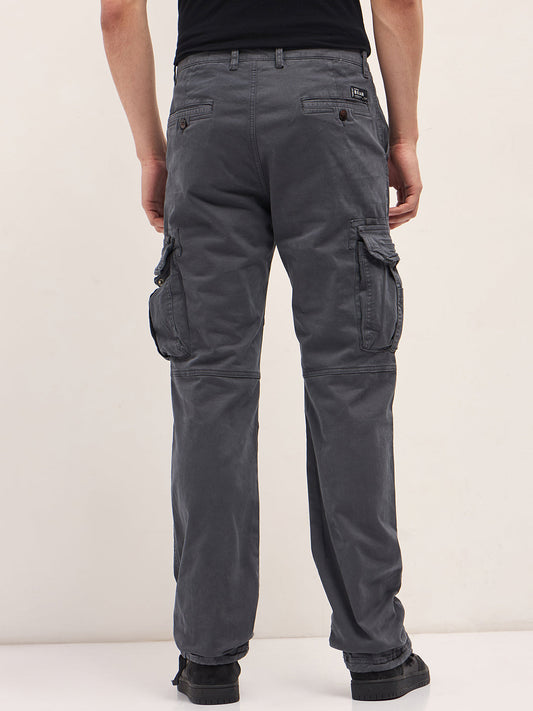 Classic Fit Blue Cargo Pants with Multi-Functional Pockets