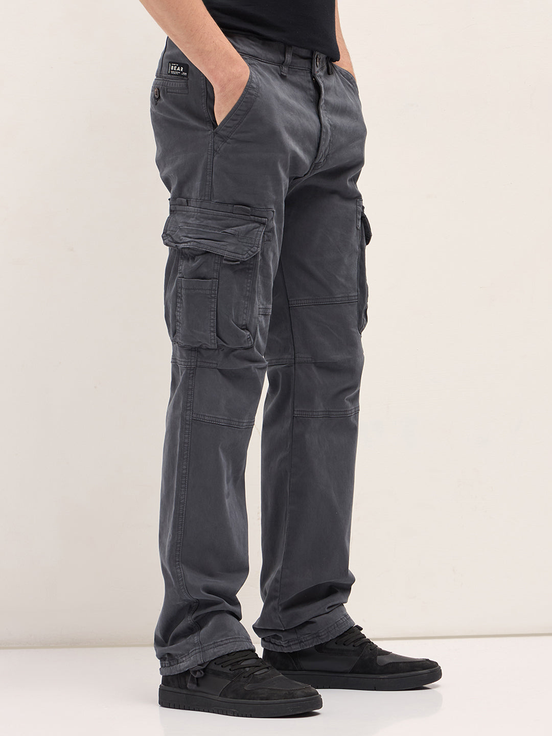 Classic Fit Blue Cargo Pants with Multi-Functional Pockets