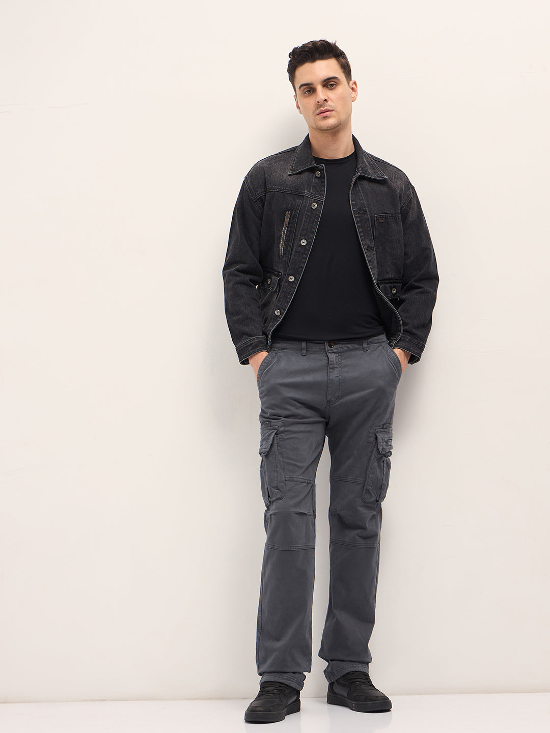 Classic Fit Blue Cargo Pants with Multi-Functional Pockets
