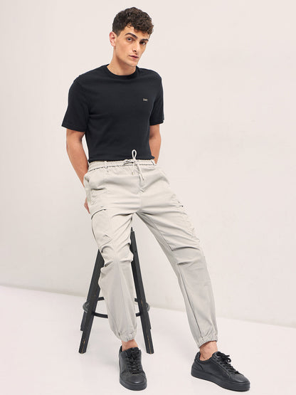 Grey Relaxed Fit Cargo Pants with Functional Design