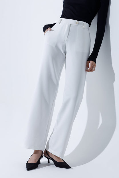 Mid Waist Straight Leg Trousers