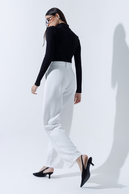Mid Waist Straight Leg Trousers