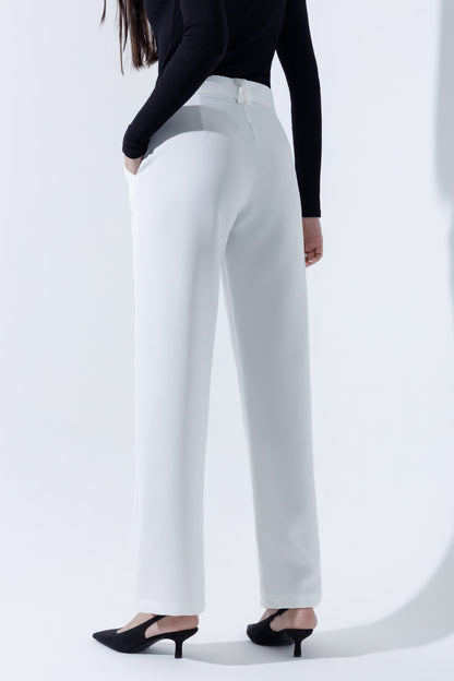 Mid Waist Straight Leg Trousers