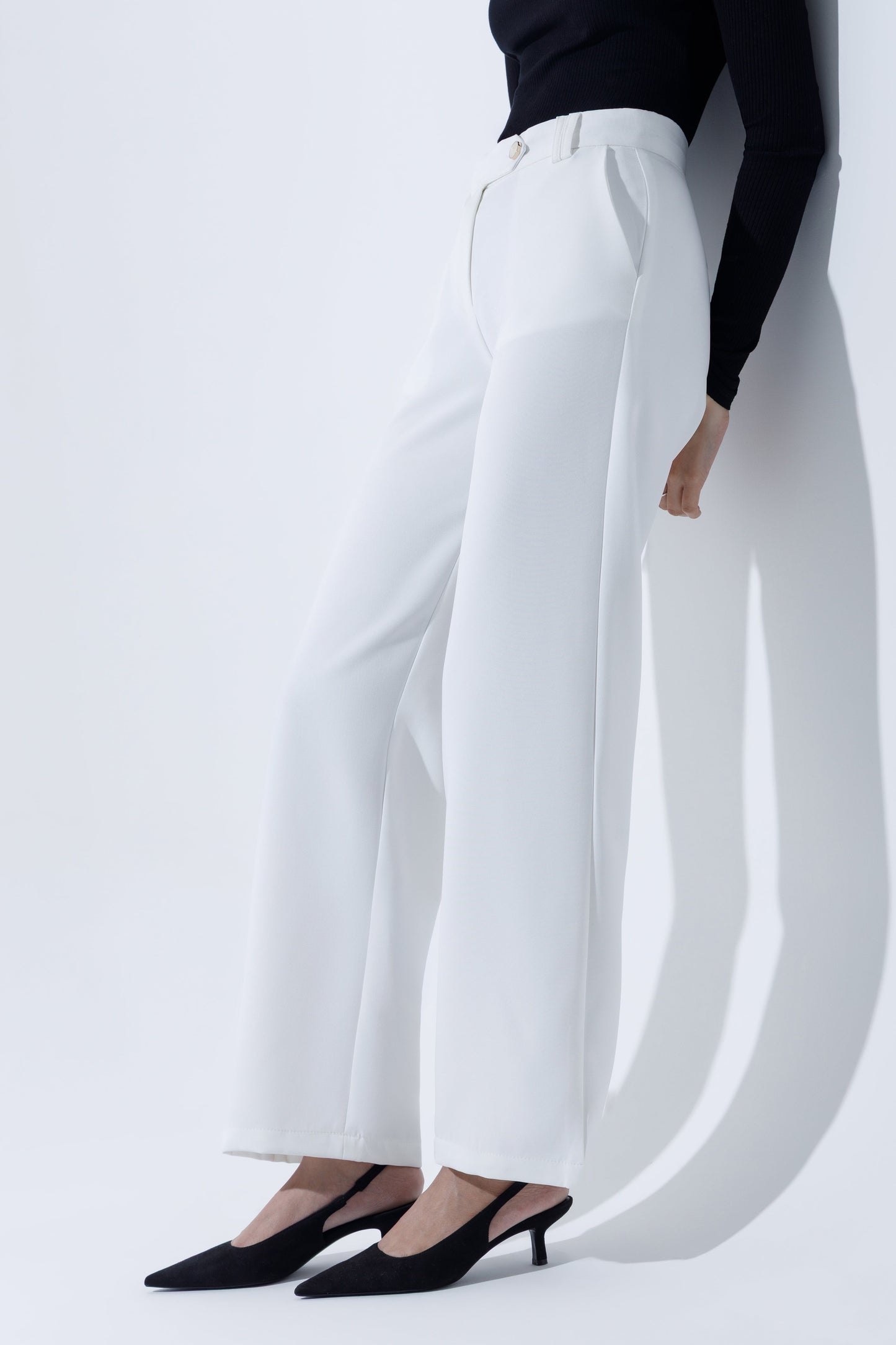 Mid Waist Straight Leg Trousers