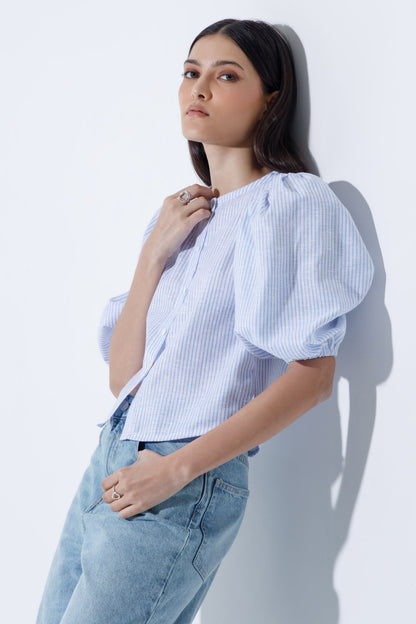Linen-Blend Blouse