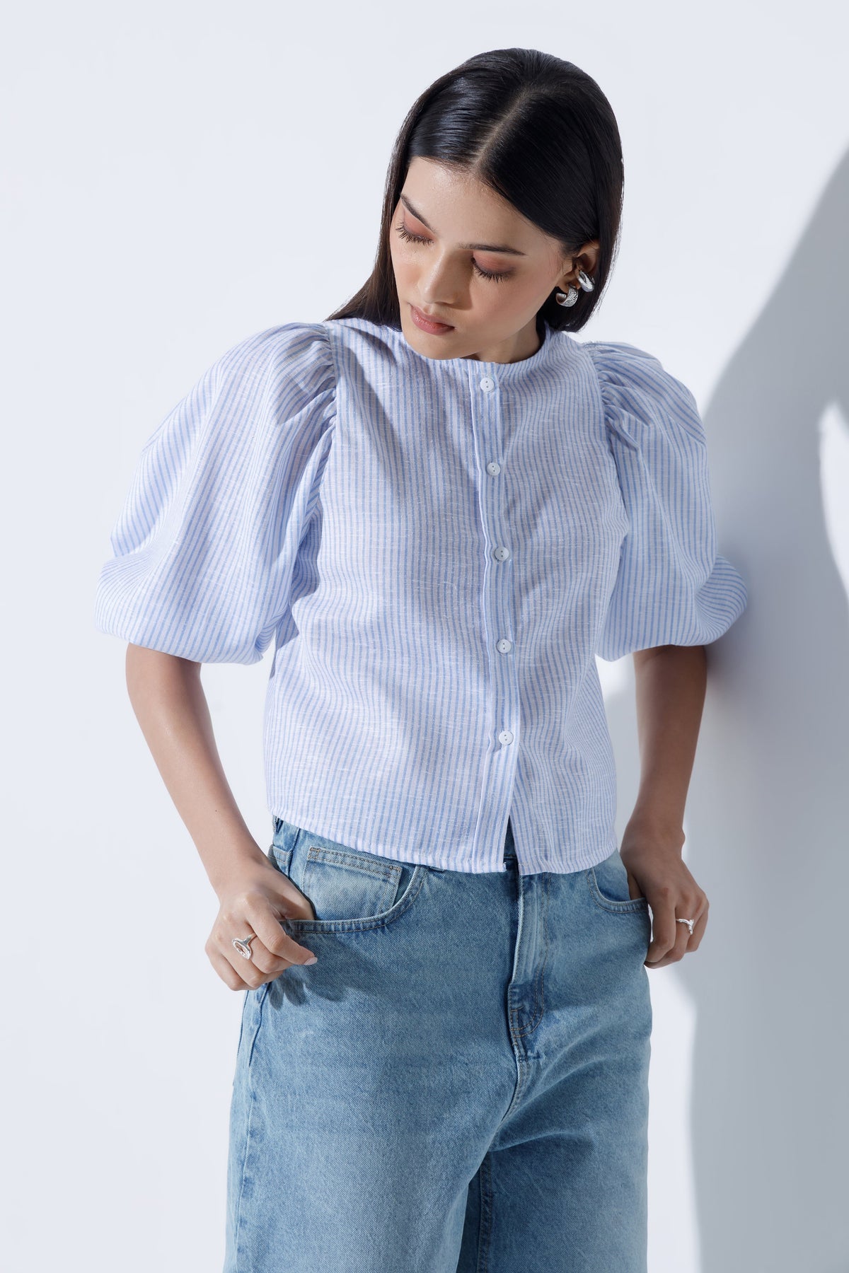 Linen-Blend Blouse