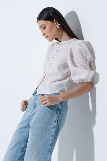 Linen-Blend Blouse