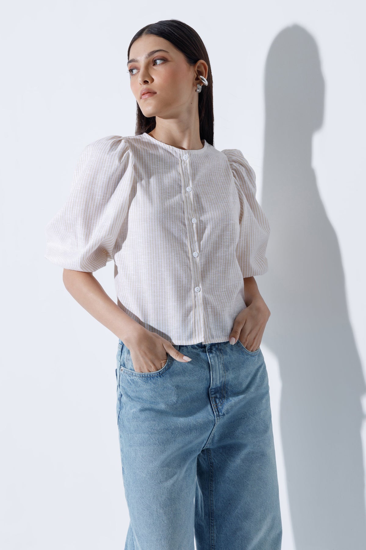Linen-Blend Blouse