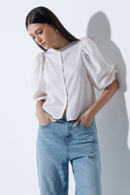 Linen-Blend Blouse