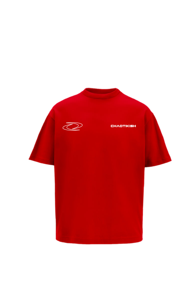 Chaotikish Round Neck Oversized Red T-Shirt Main Character
