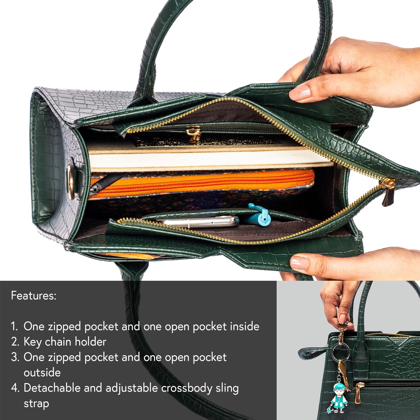 Emerald Elegance Poise Handbag