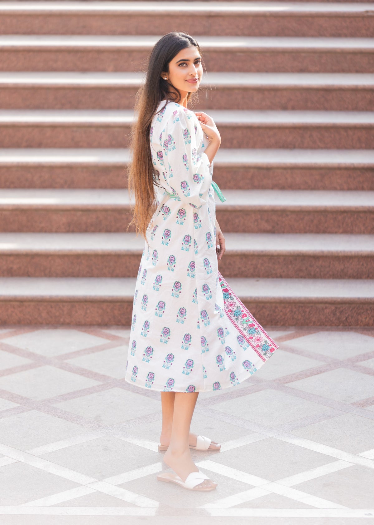 SICILY BLOCK PRINT WRAP DRESS
