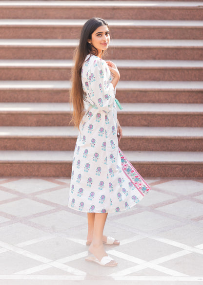 SICILY BLOCK PRINT WRAP DRESS
