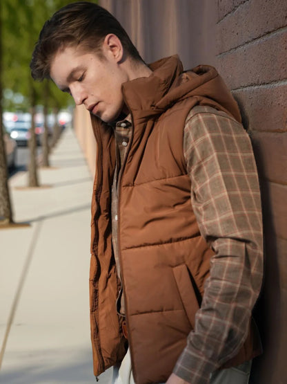Men Regular Fit Check Brown Casual Linen Blend Shirt