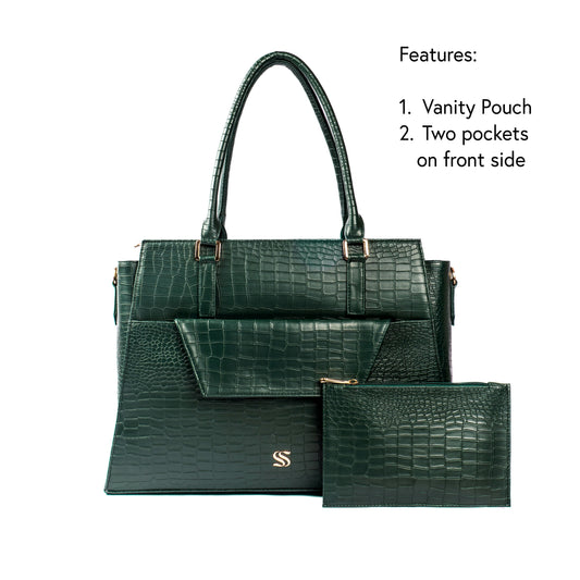 Emerald Elegance Grande Tote bag for 17" laptop
