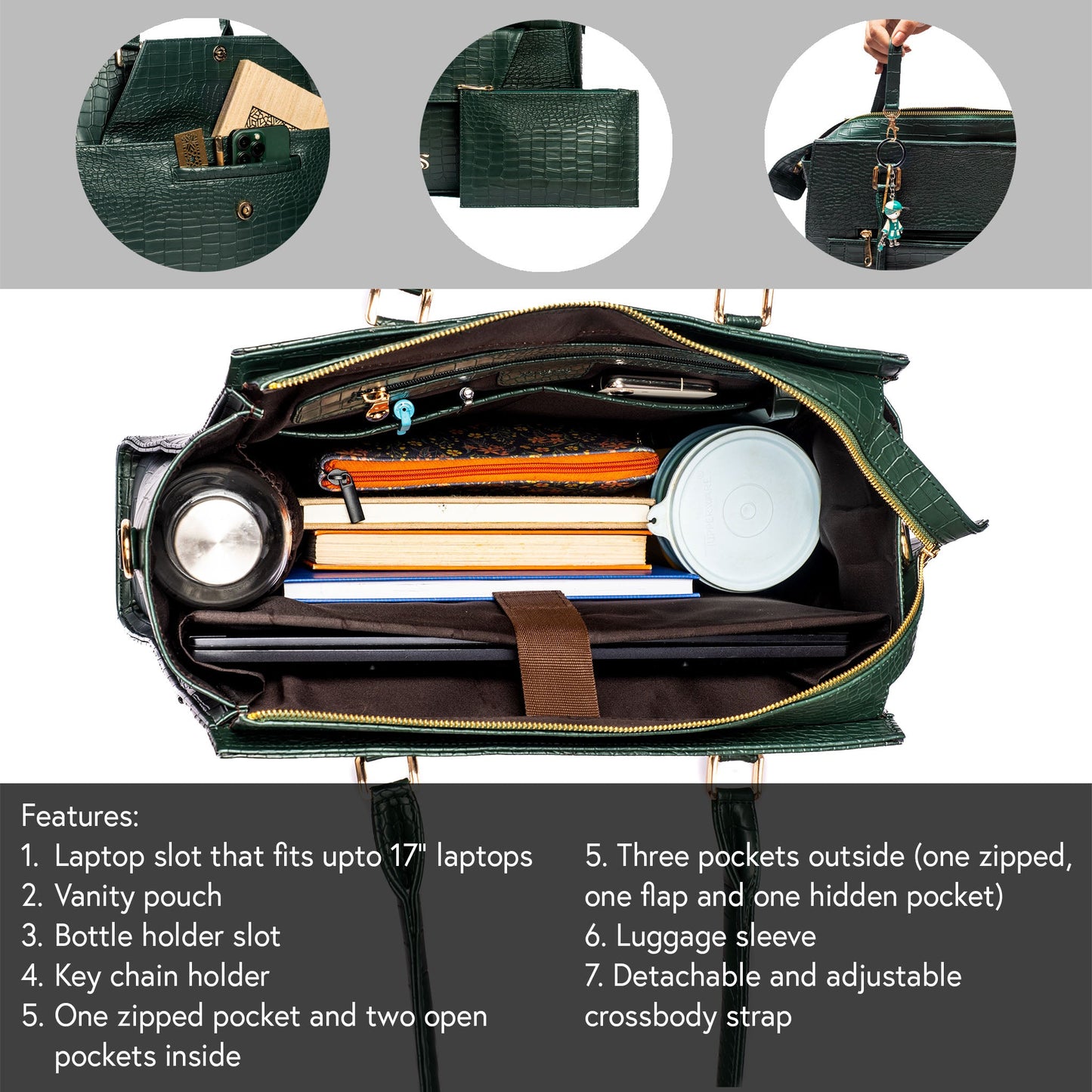 Emerald Elegance Grande Tote bag for 17" laptop