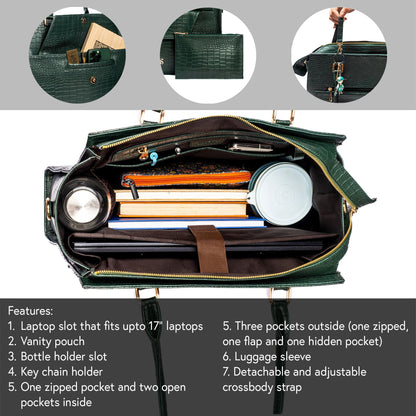 Emerald Elegance Grande Tote bag for 17" laptop