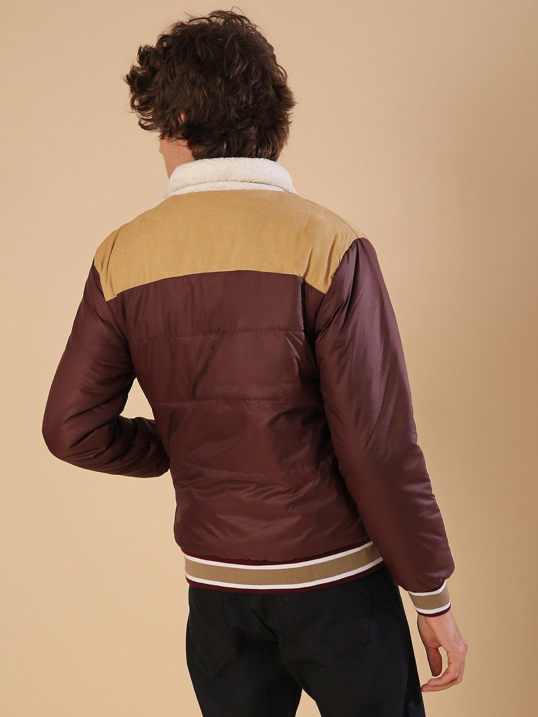 Puffer Jacket With Fleece Detail