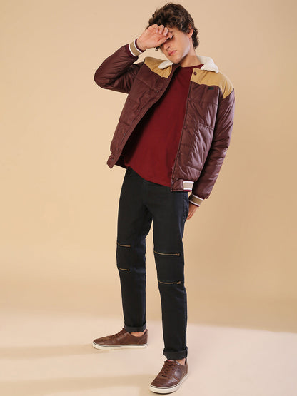 Puffer Jacket With Fleece Detail