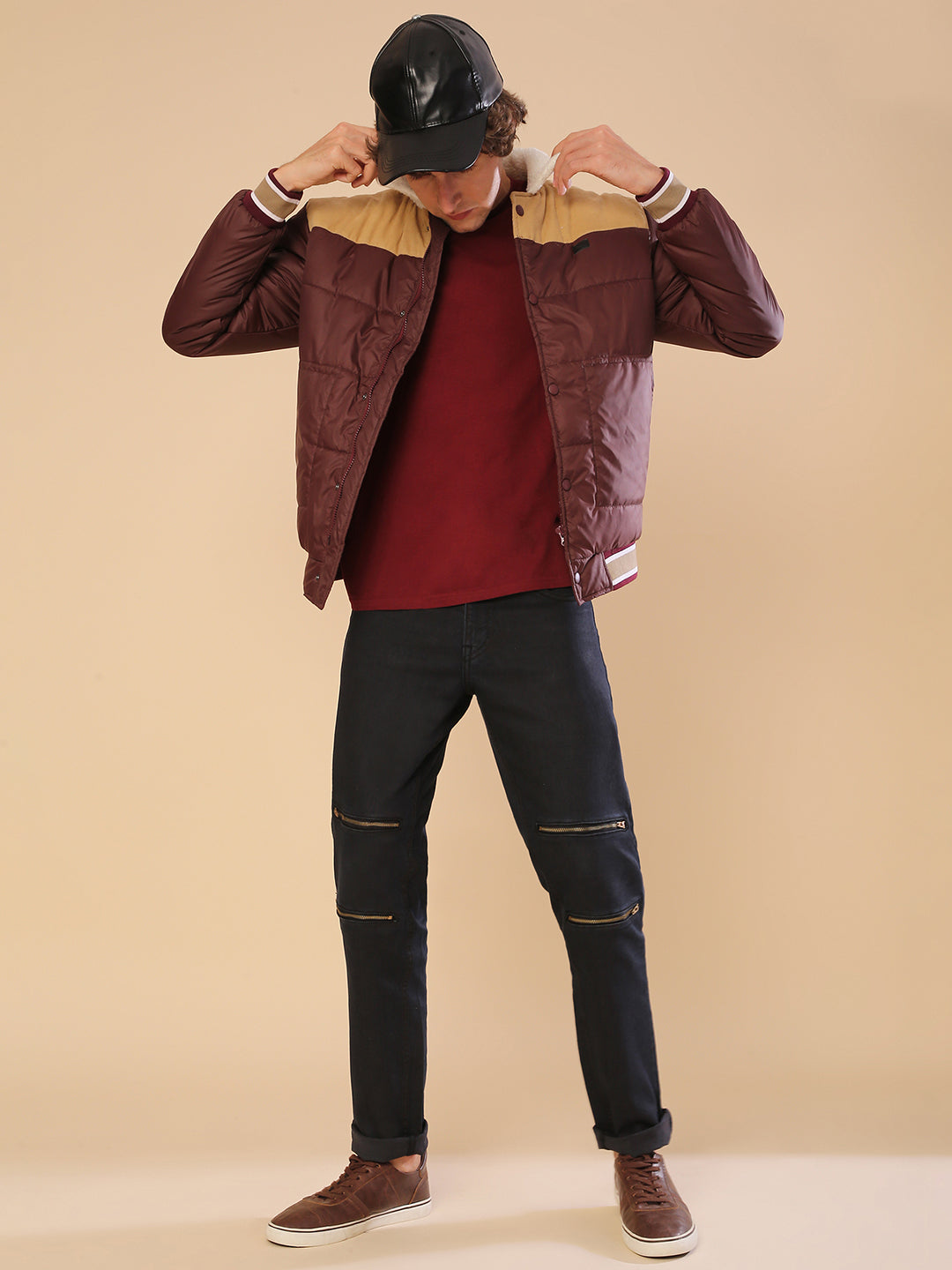 Puffer Jacket With Fleece Detail