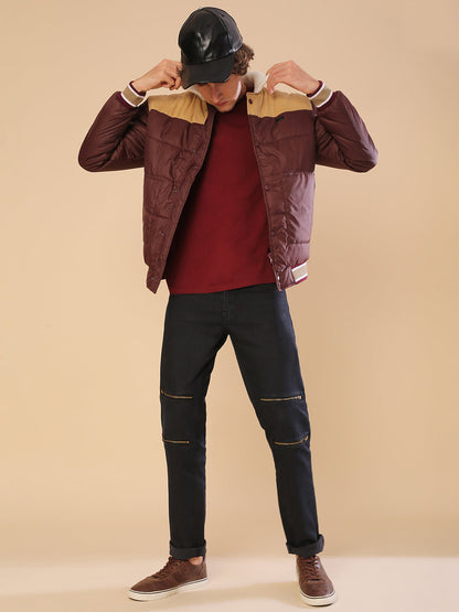 Puffer Jacket With Fleece Detail