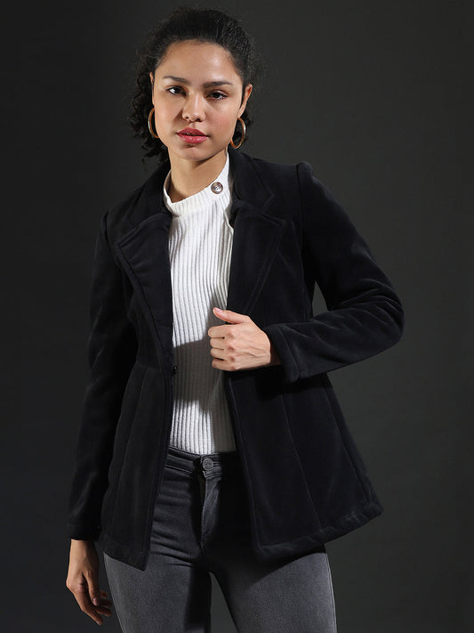 Single-Breasted Blazer With Power Shoulders