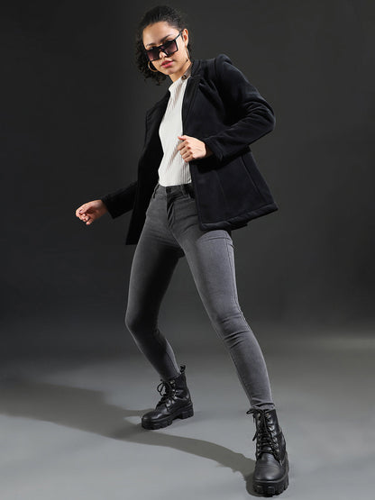 Single-Breasted Blazer With Power Shoulders