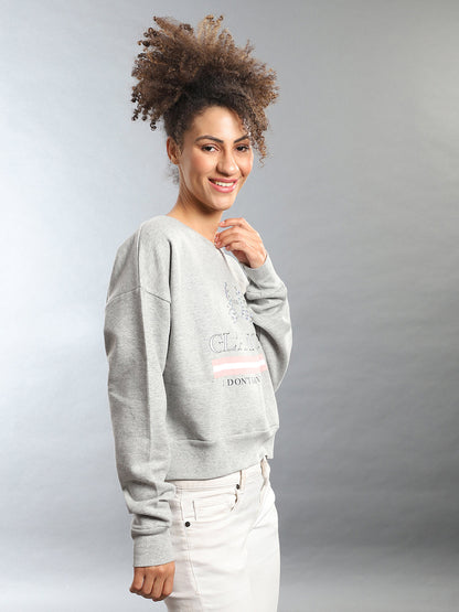 Glamour Sweatshirt With Ribbed Hem