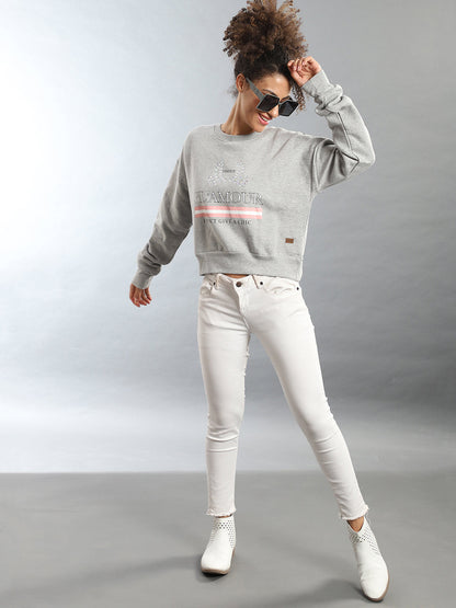 Glamour Sweatshirt With Ribbed Hem
