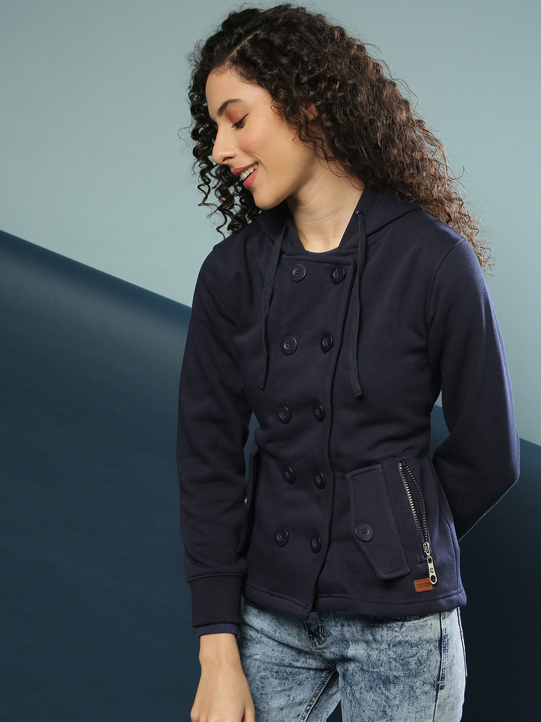 Double-Breasted Jacket With Angled Open Pockets