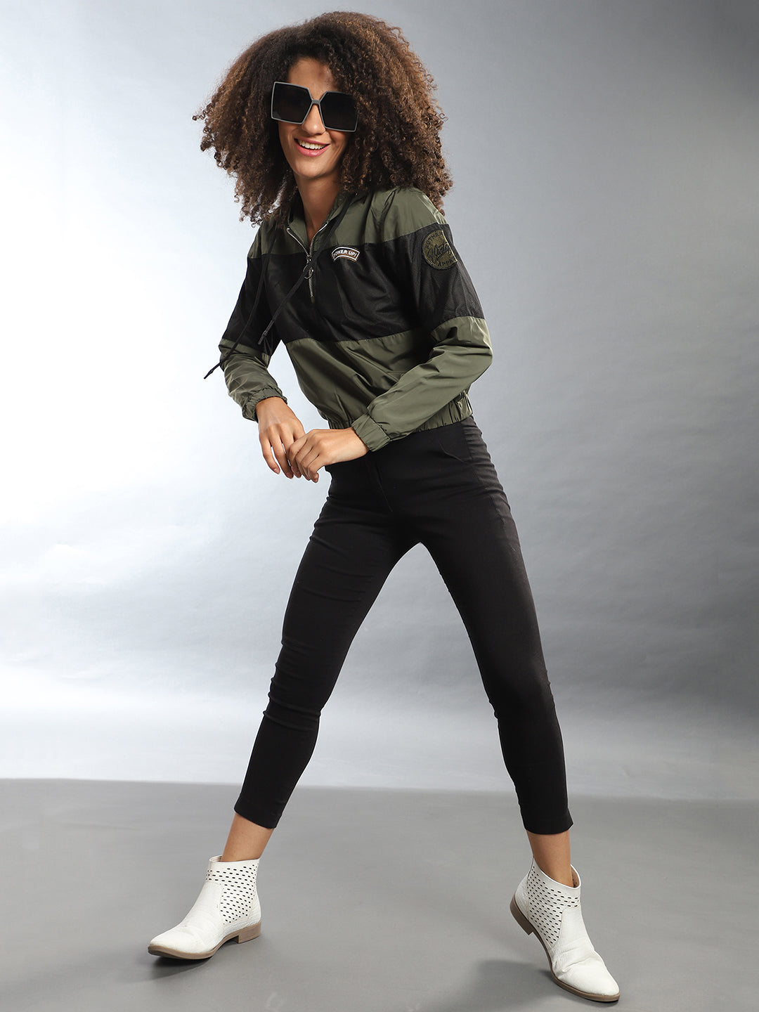 Contrast Panel Hooded Jacket