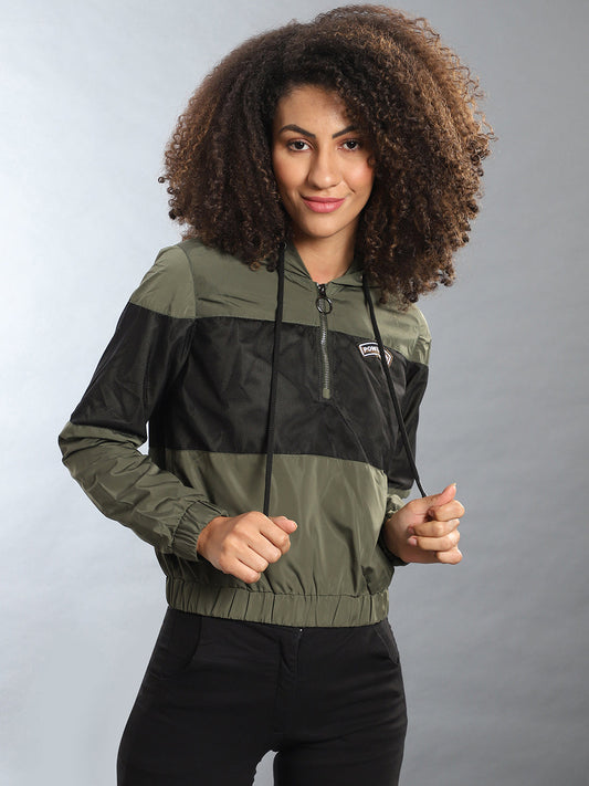 Contrast Panel Hooded Jacket