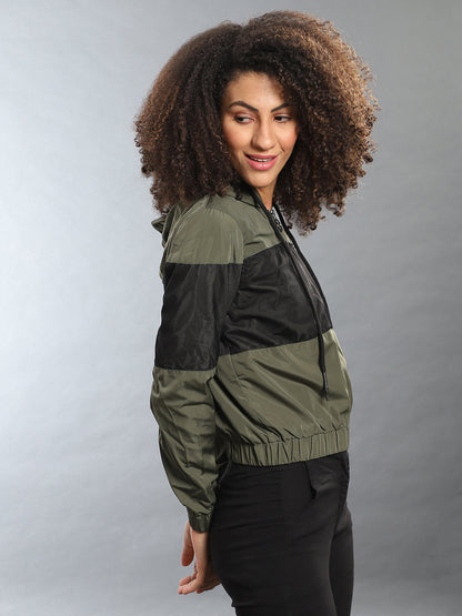 Contrast Panel Hooded Jacket