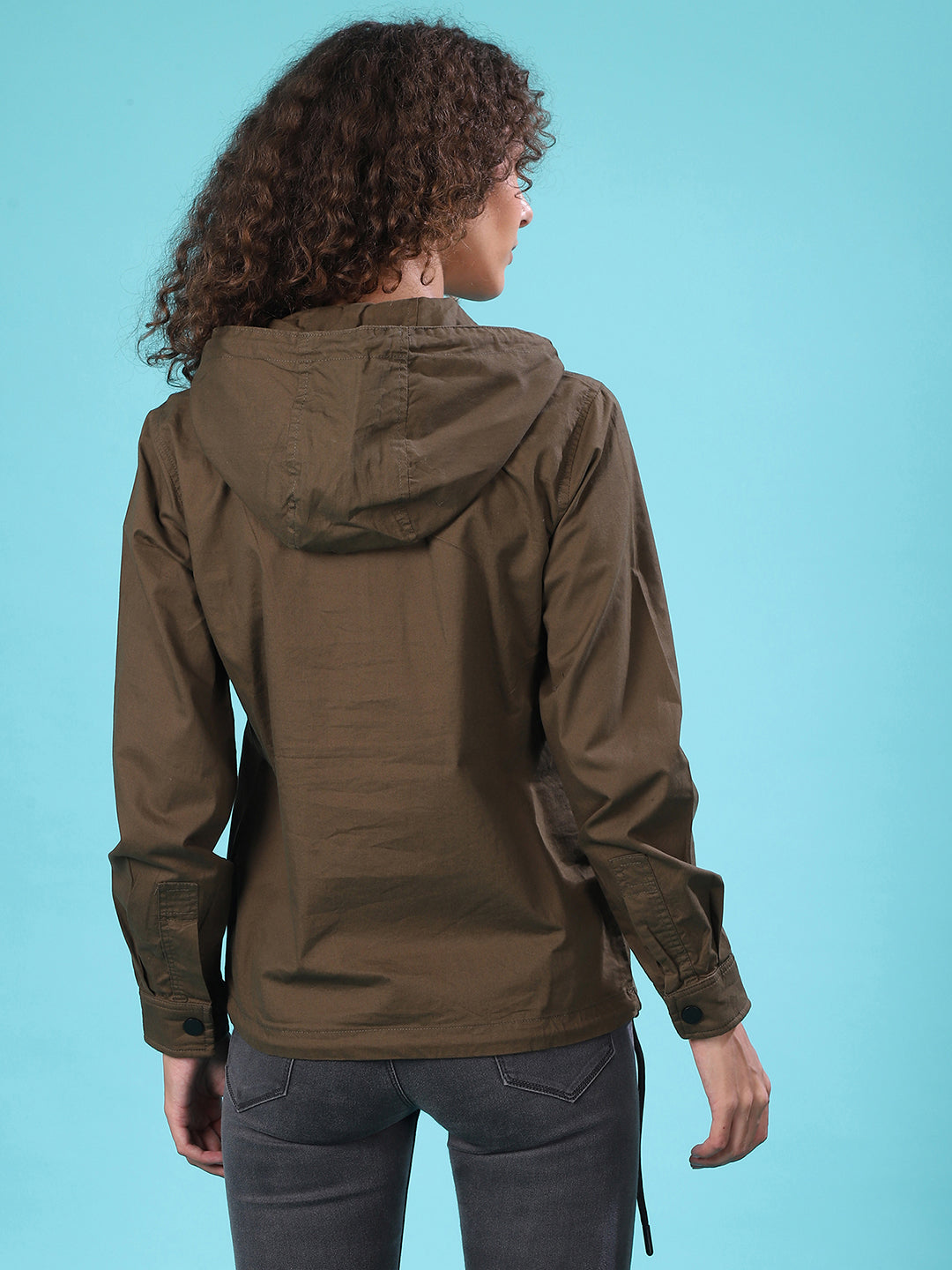 Solid Utility Jacket With Cuffed Sleeves