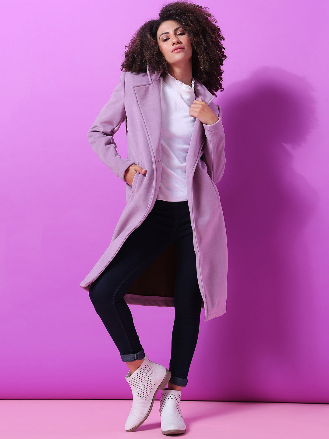 Single-Breasted Straight Long Coat