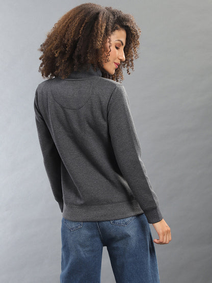 Embroidered Roses Sweatshirt With Zip Closure