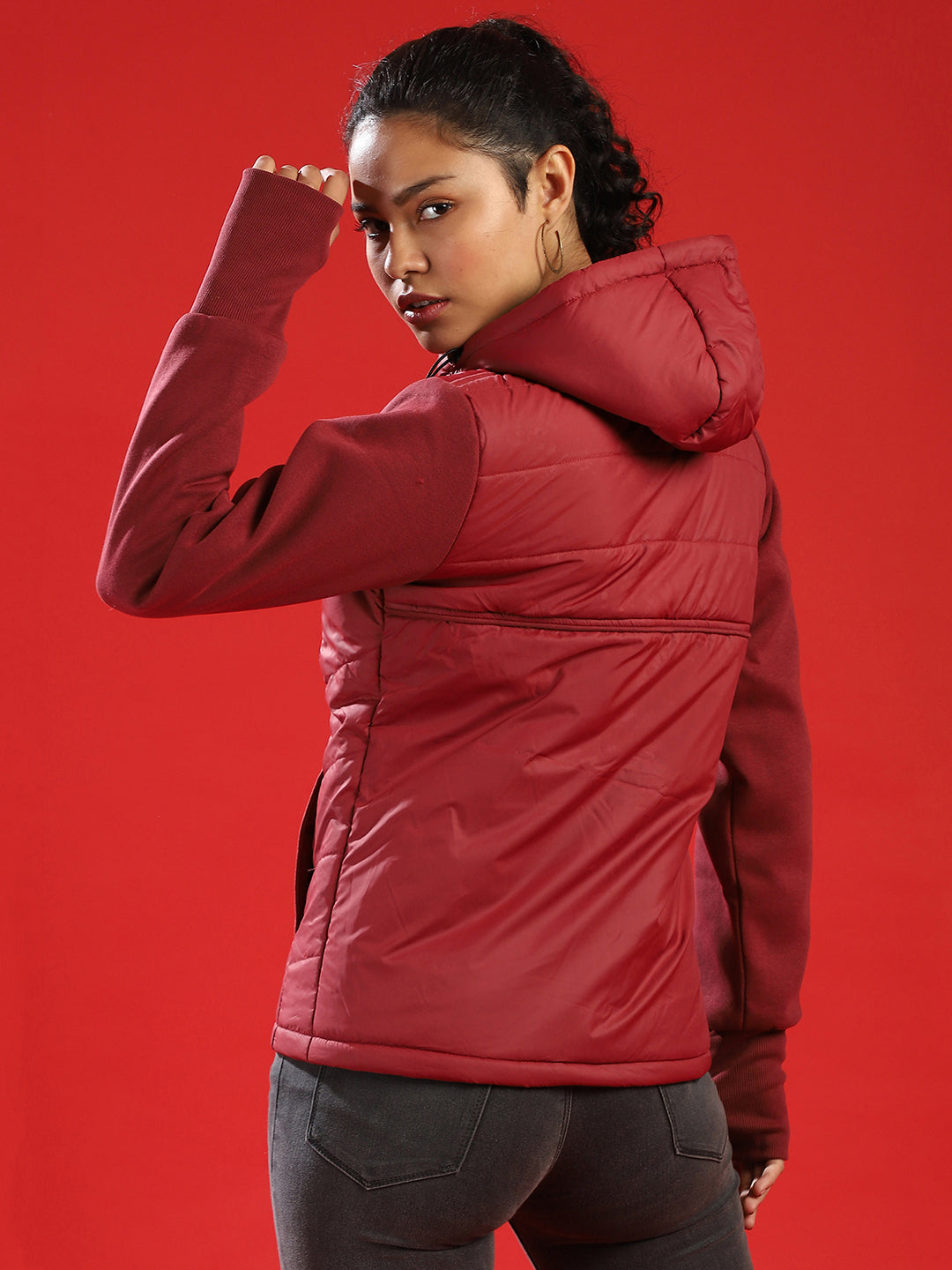 Quilted Jacket With Sweatshirt Sleeve