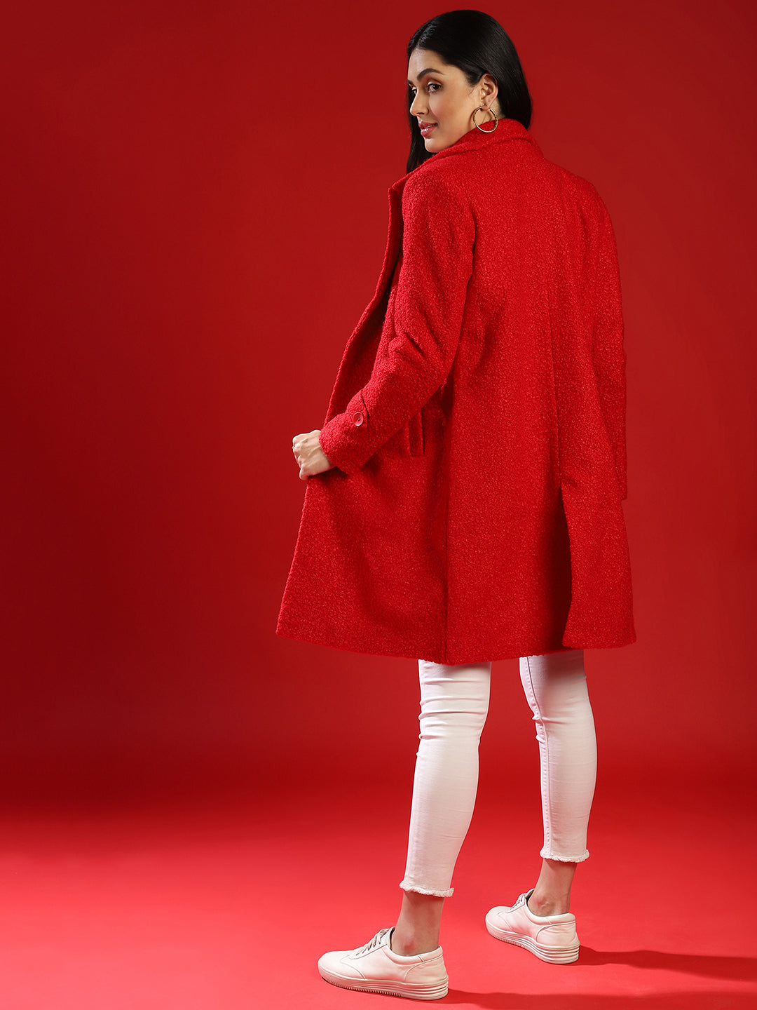 Double-Breasted Sherpa Long Coat