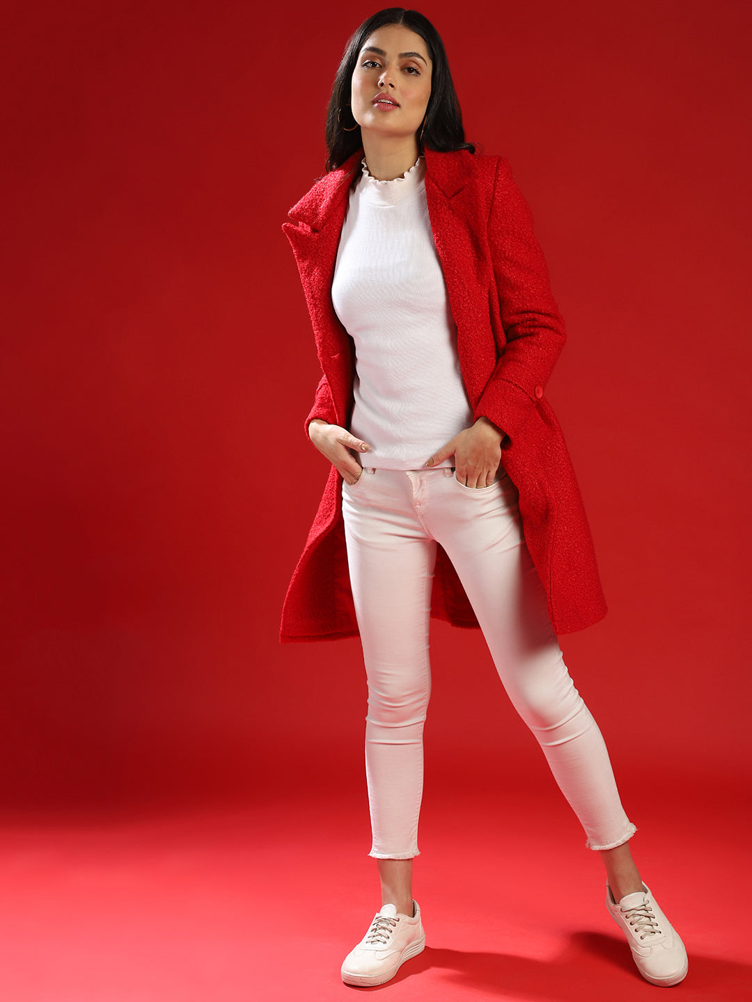 Double-Breasted Sherpa Long Coat