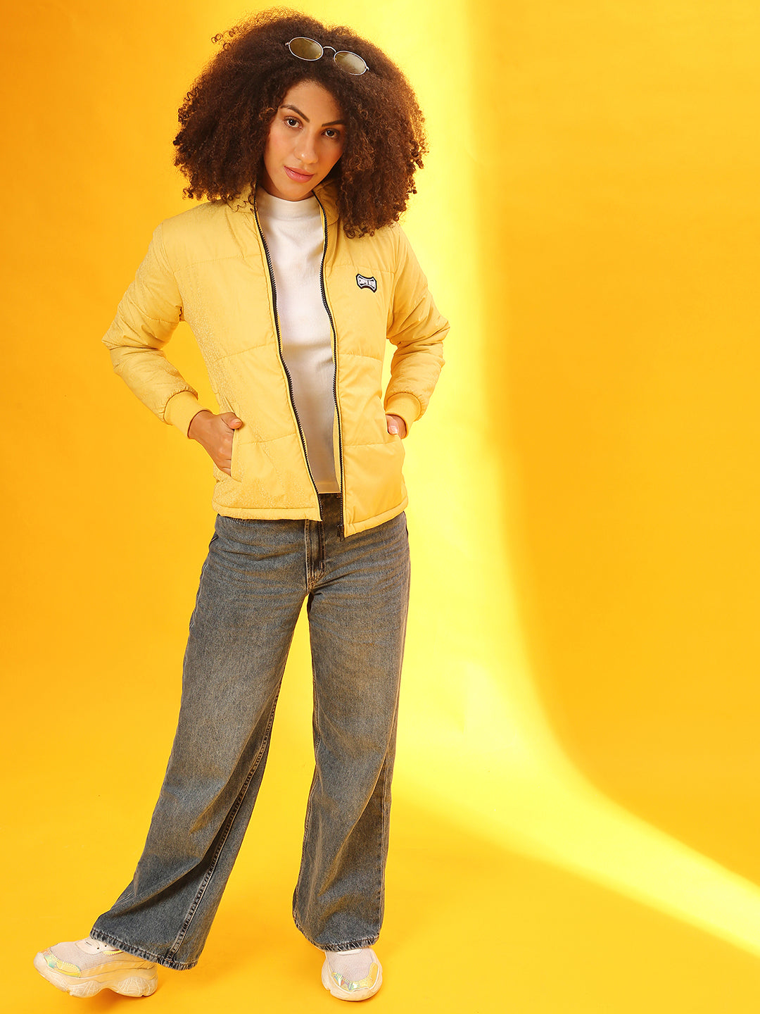 Zip-Front Bomber Jacket With Angled Open Pockets