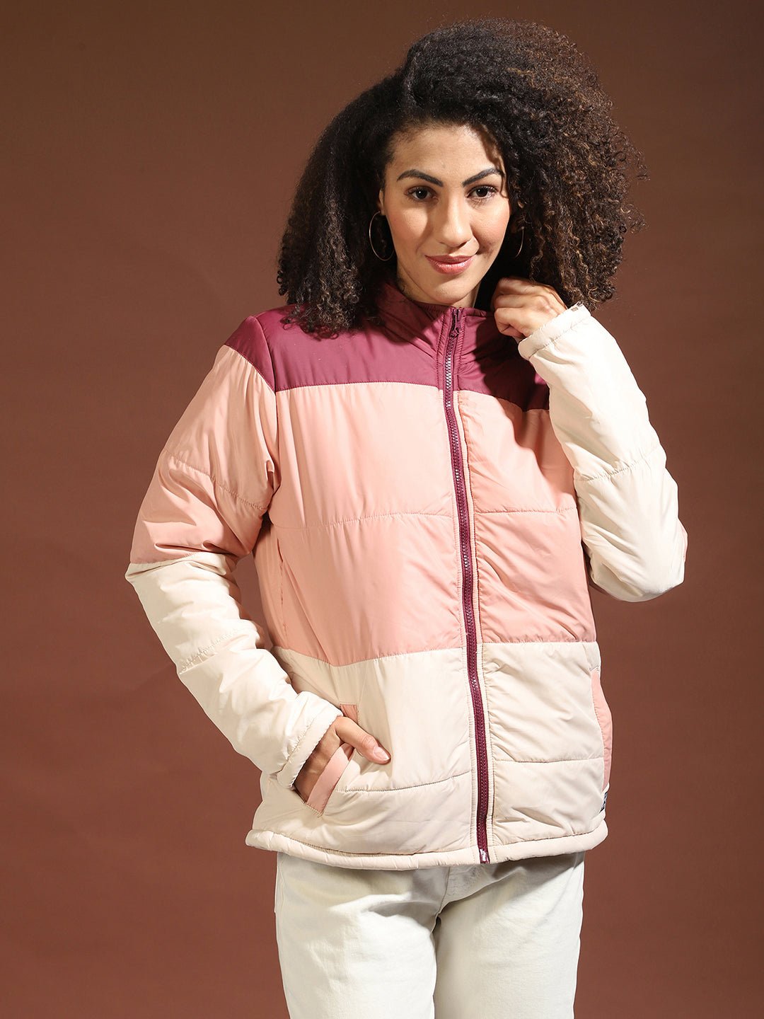Contrast Panel Puffer Jacket
