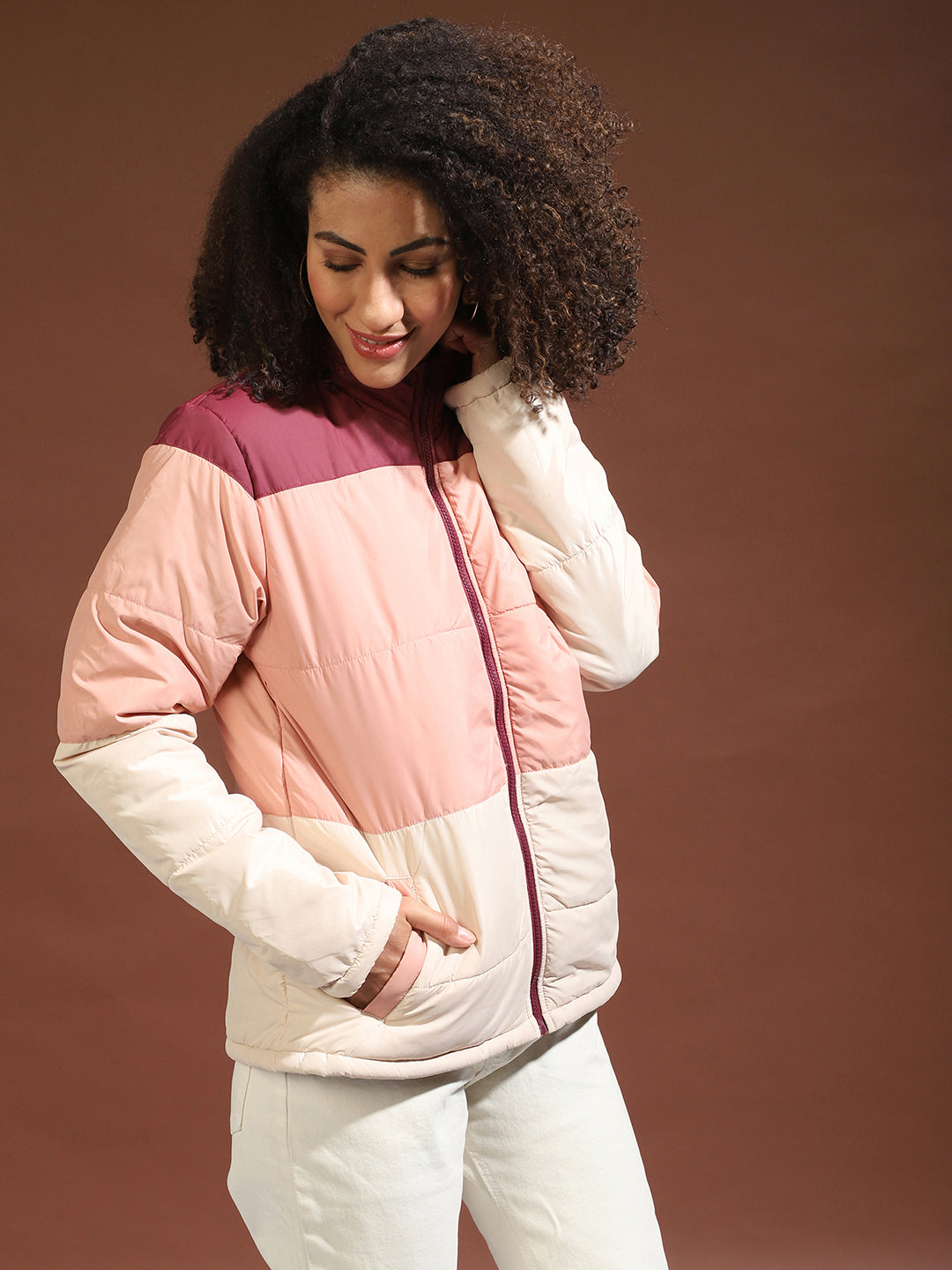 Contrast Panel Puffer Jacket