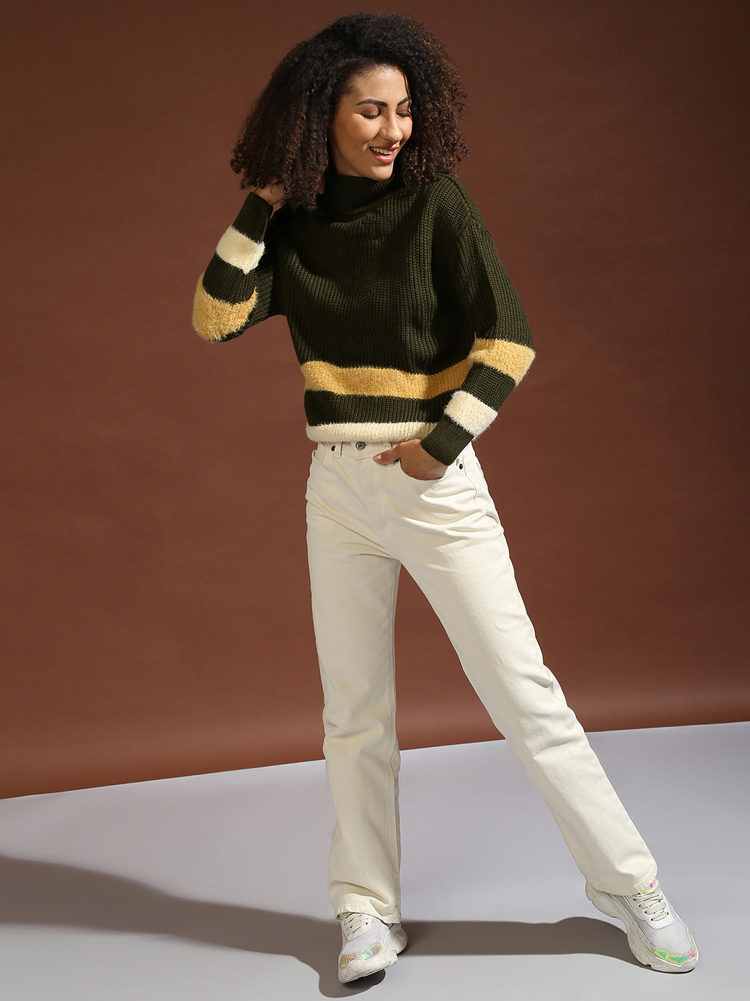 Relaxed Contrast Panel Pullover Sweater