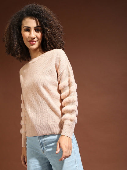 Pullover Sweater With Fleece Detail