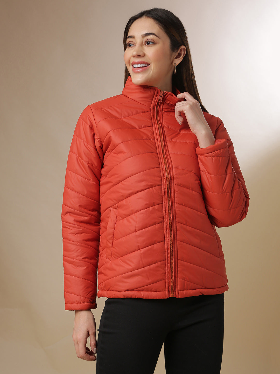 High Neck Quilted Jacket