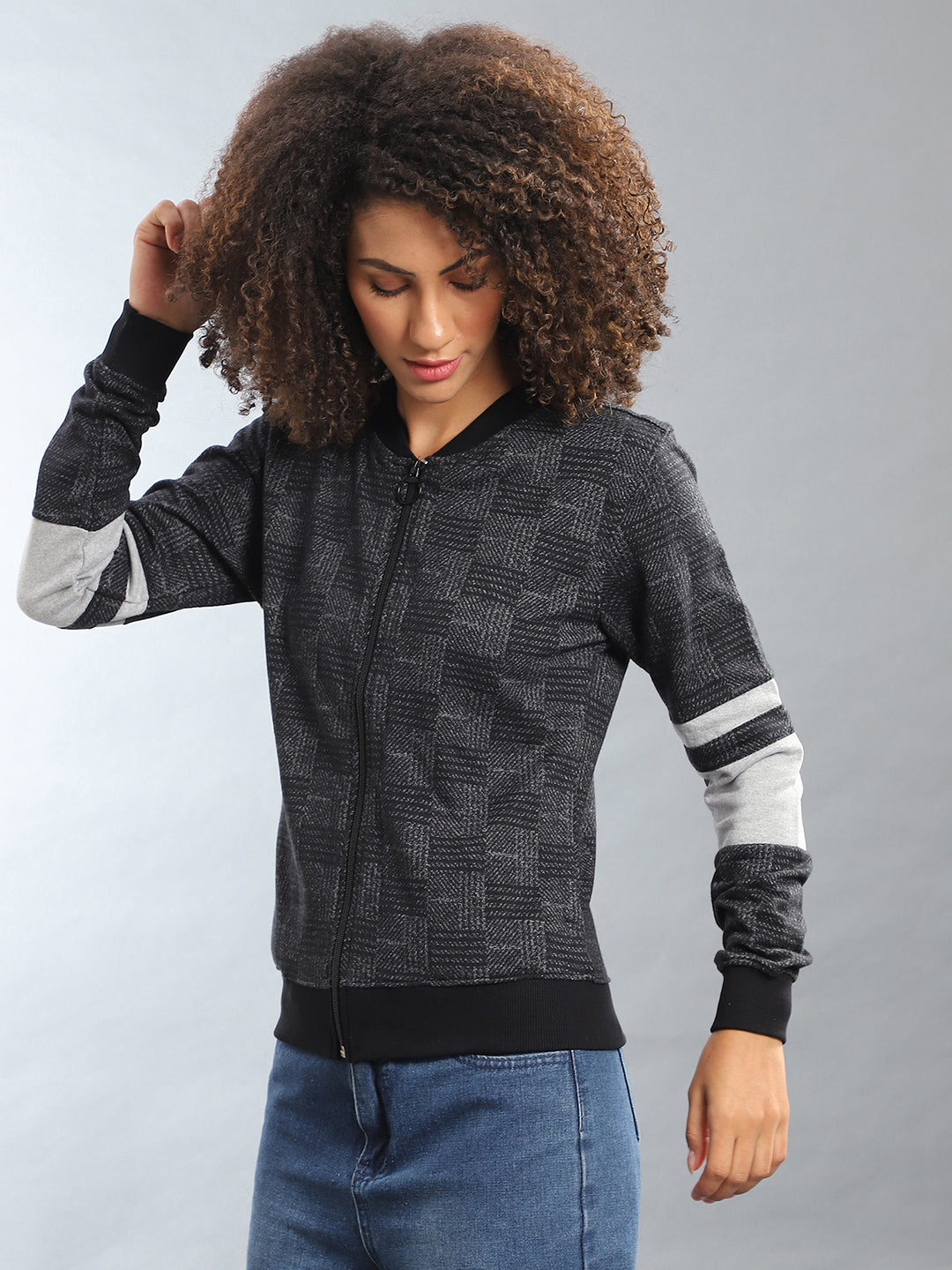 Printed Hoodie With Contrast Hem