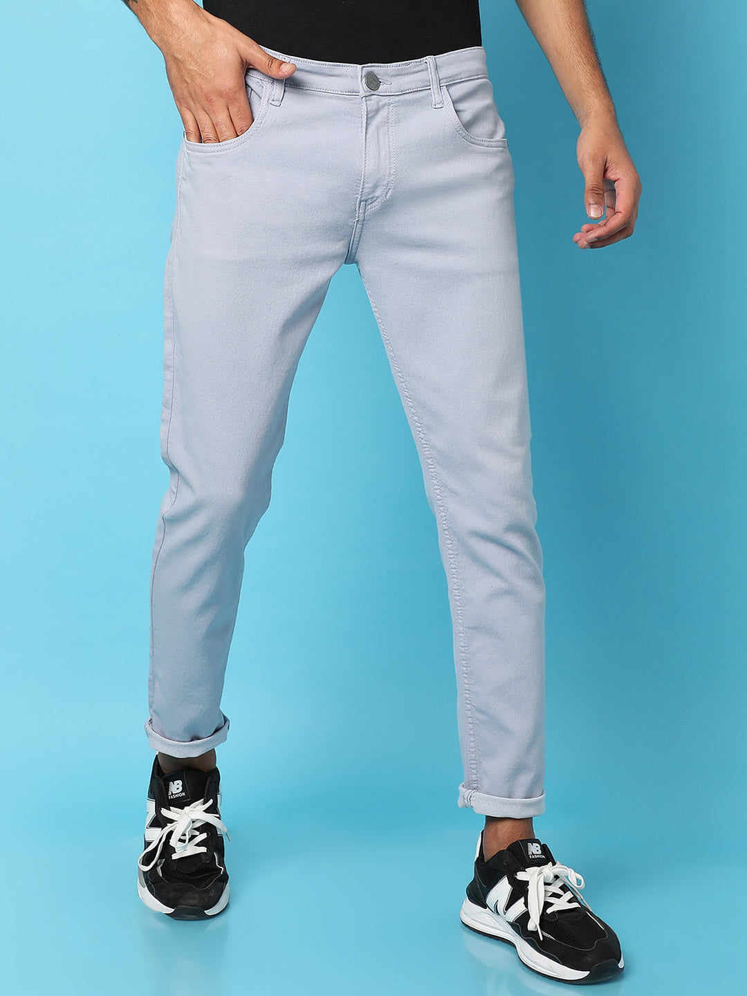 Rolled Hem Denim Jeans